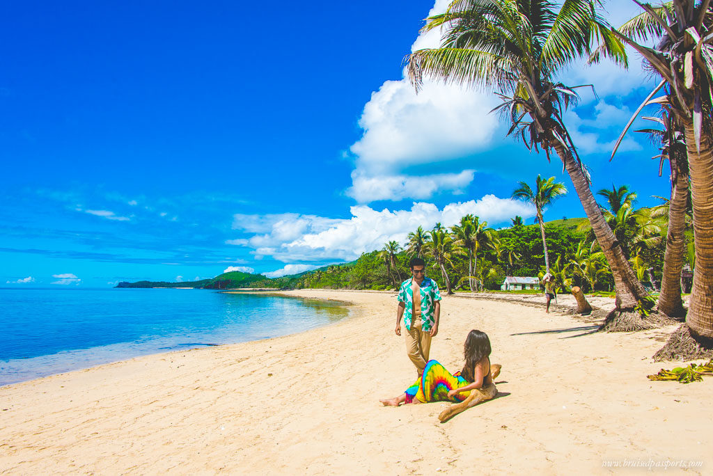 Couple on secluded beach in Fiji