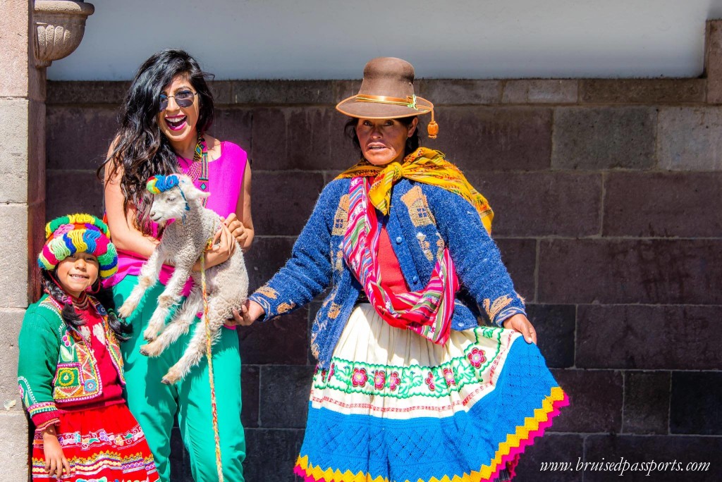 colorful bohemian travel fashion outfit in cusco peru