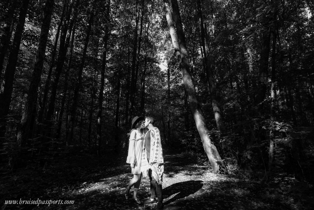 Couple kissing in Latvia Kemeri National Park