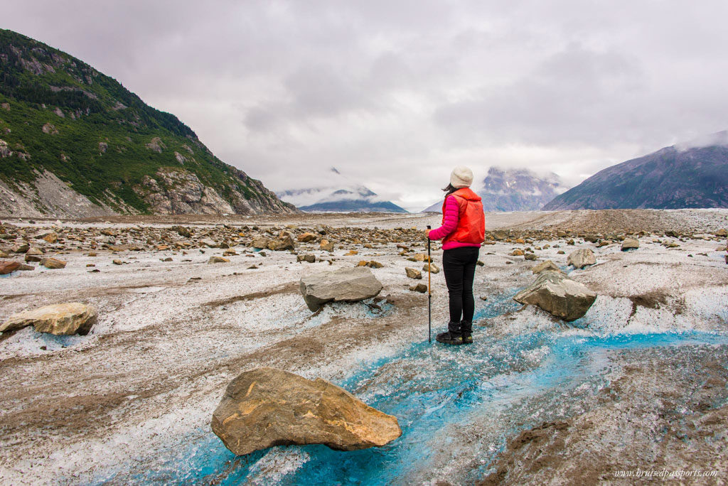 Hiking on a glacier in Alaska 