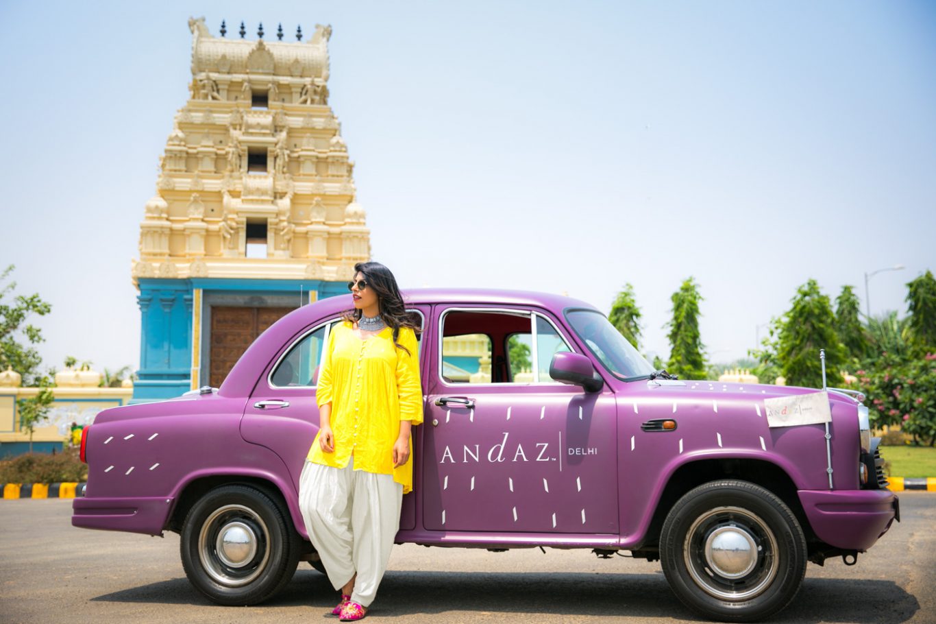 Driving around Delhi in Andaz Delhi vintage ambassador