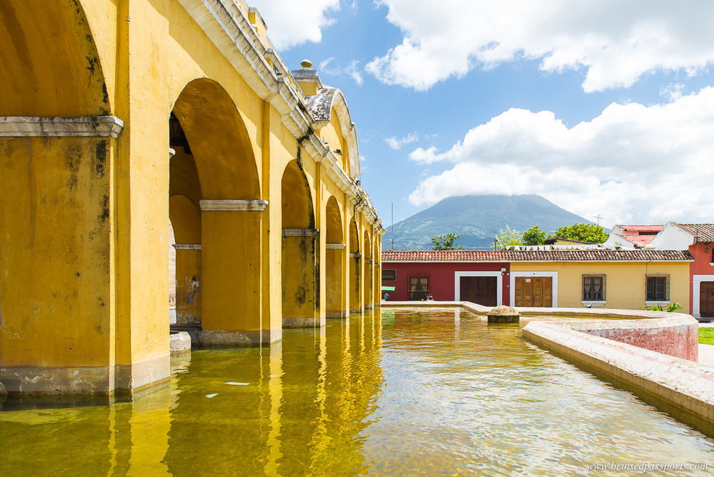 Antigua centre with Volcano in the backdrop