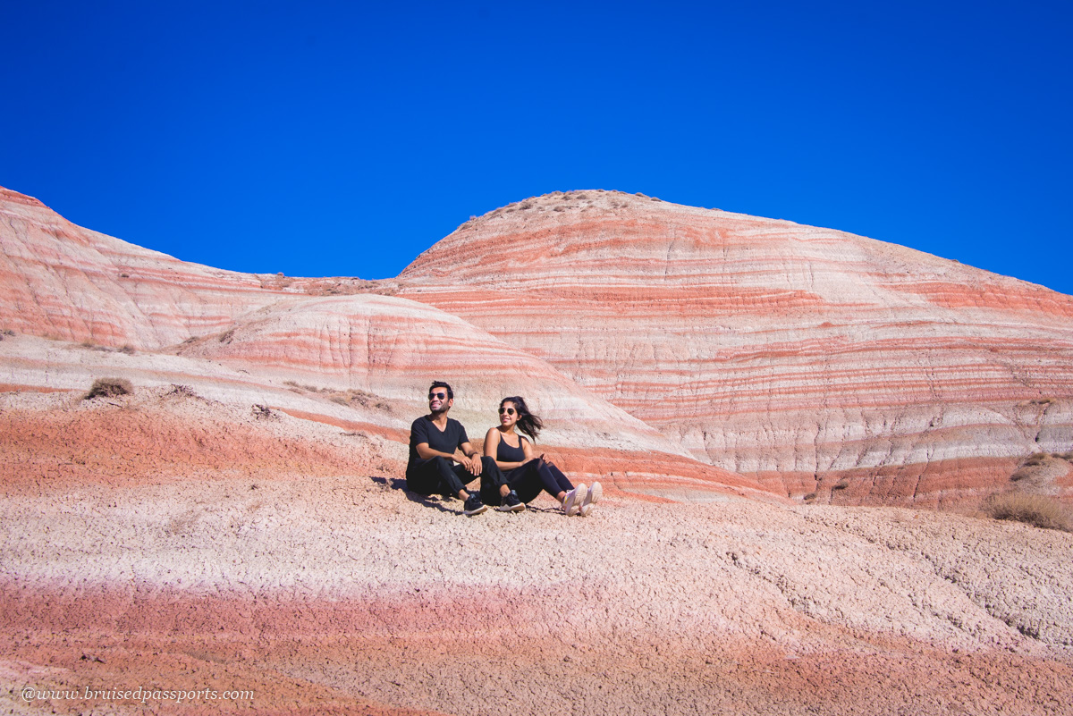 Candy cane coloured mountains in Azerbaijan