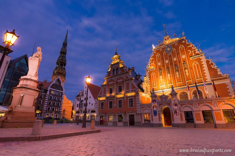 Riga old town at night