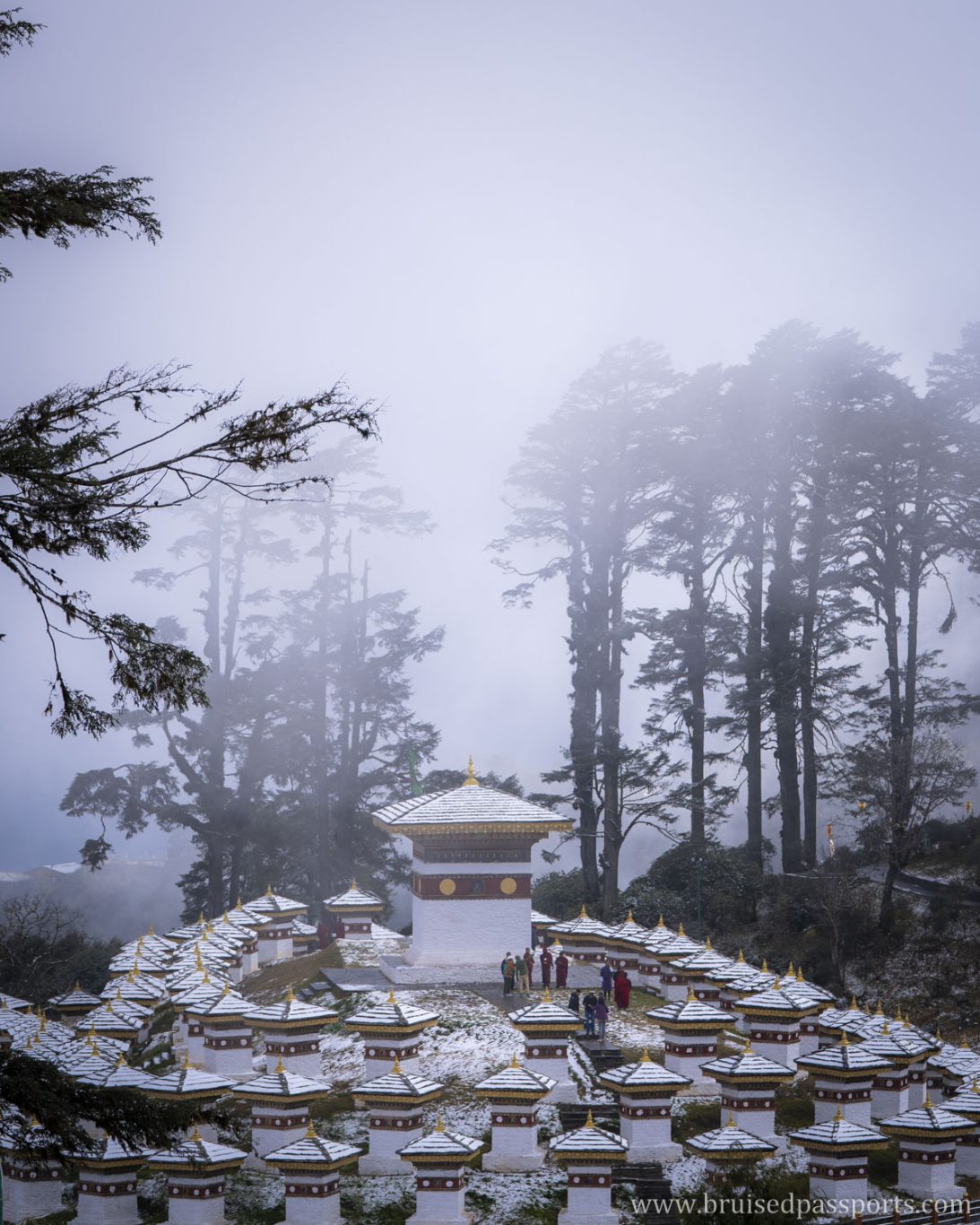 dochula pass covered in snow