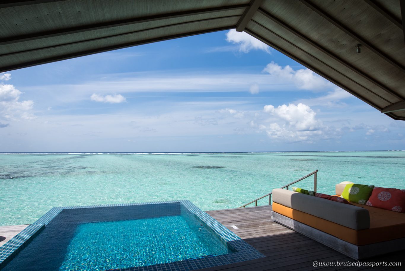 patio at over water villa Maldives