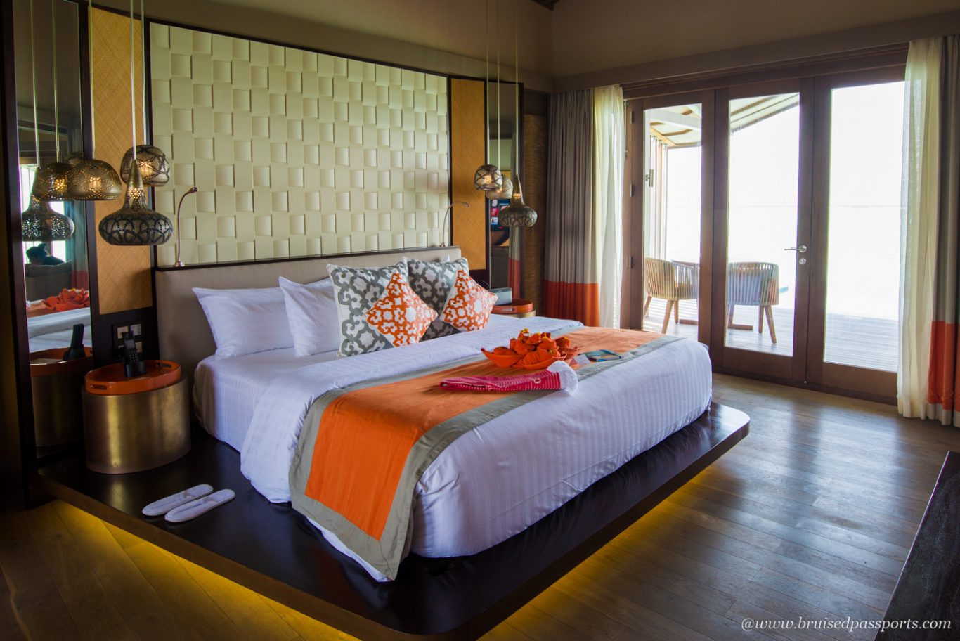 Bedroom at over water villa at club med finolhu