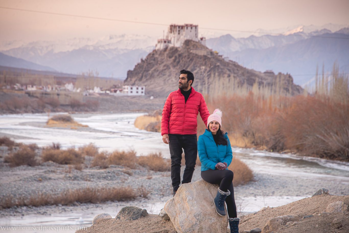 couple at Stakna monastery near Leh Ladakh India