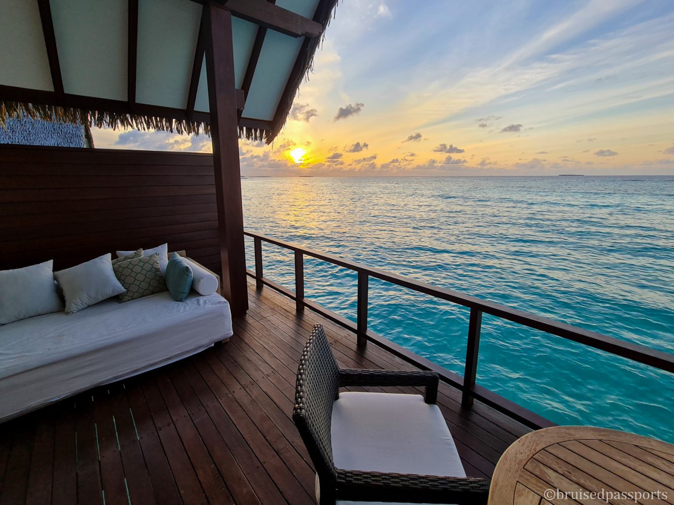 Sunrise from the Over Water villa in Maldives