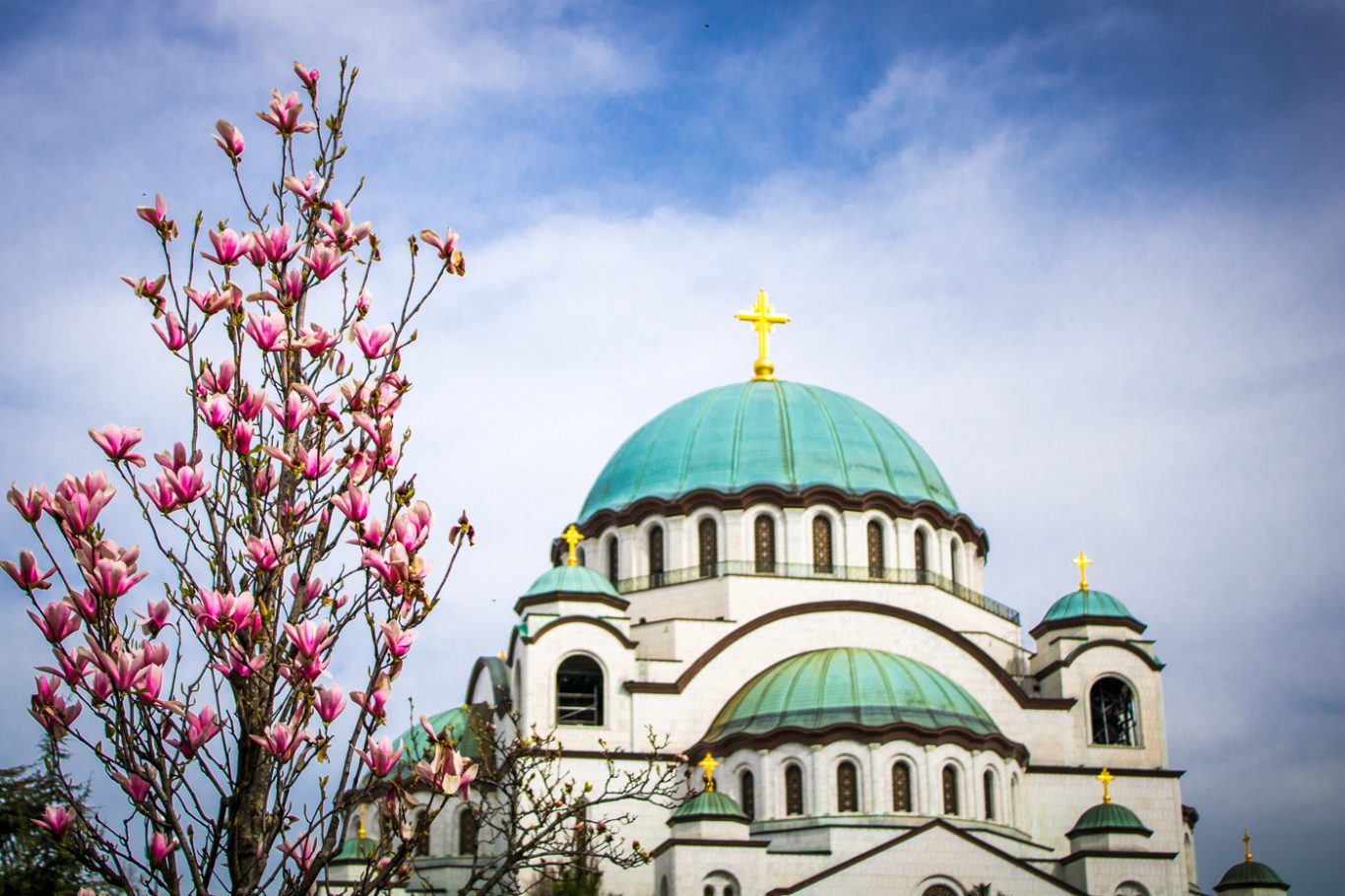 Facade of Sava Temple in Belgrade Serbia