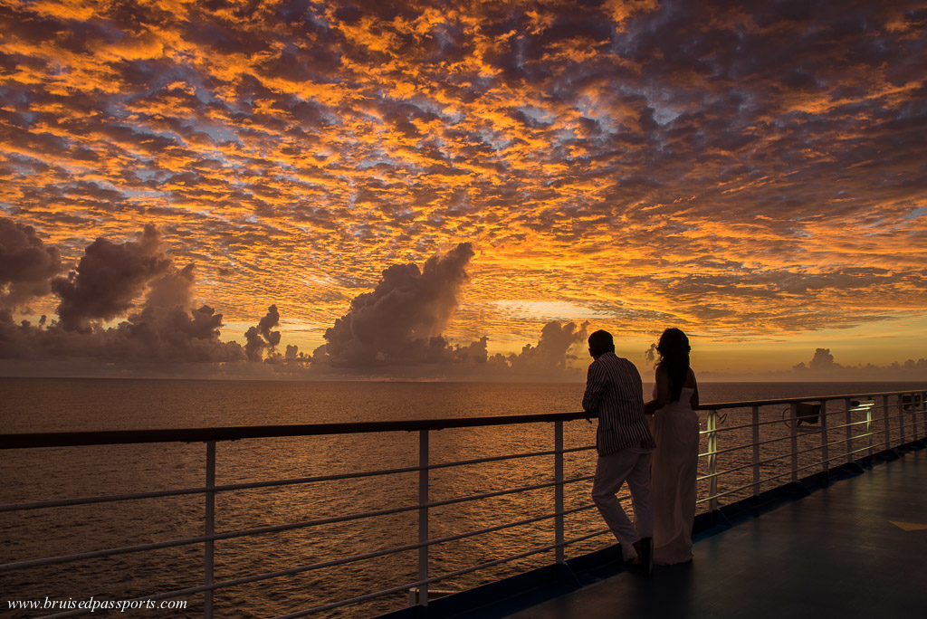 sunset from carnival breeze Caribbean cruise