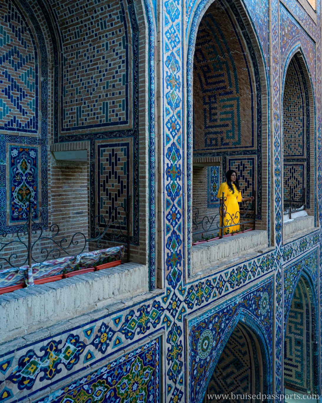 Must go up the stairs at one of the Madarsas in Registan - there is a café here as well