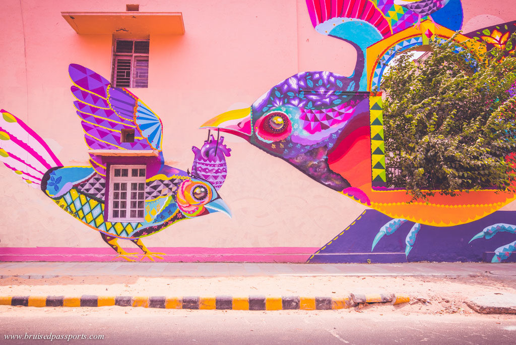 coloured and graffiti walls in Lodhi Art district