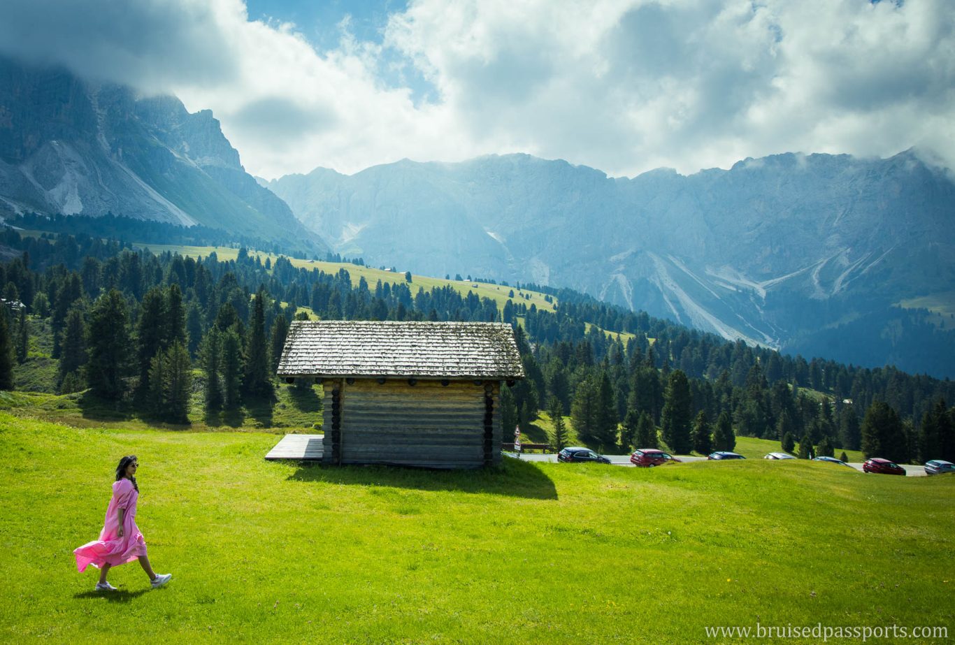 girl at a plateau in Dolomites Italy