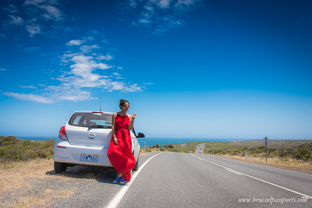 Australia road trip car with girl