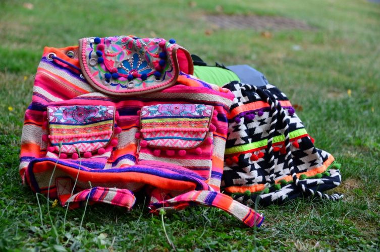 festival fashion pom pom backpack