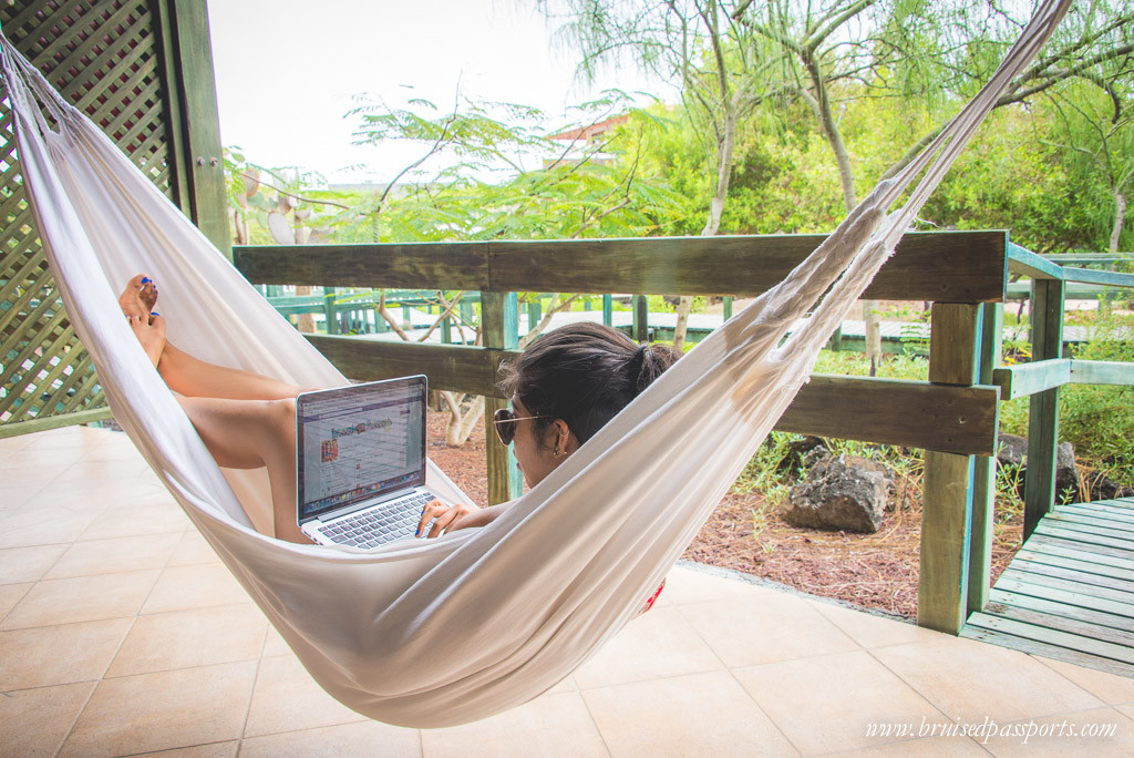 Girl on hammock finch bay hotel galapagos