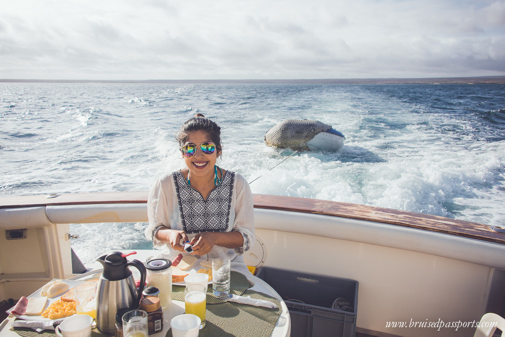 Breakfast on Altamara boat Galapagos Alternative Bartolome day trip