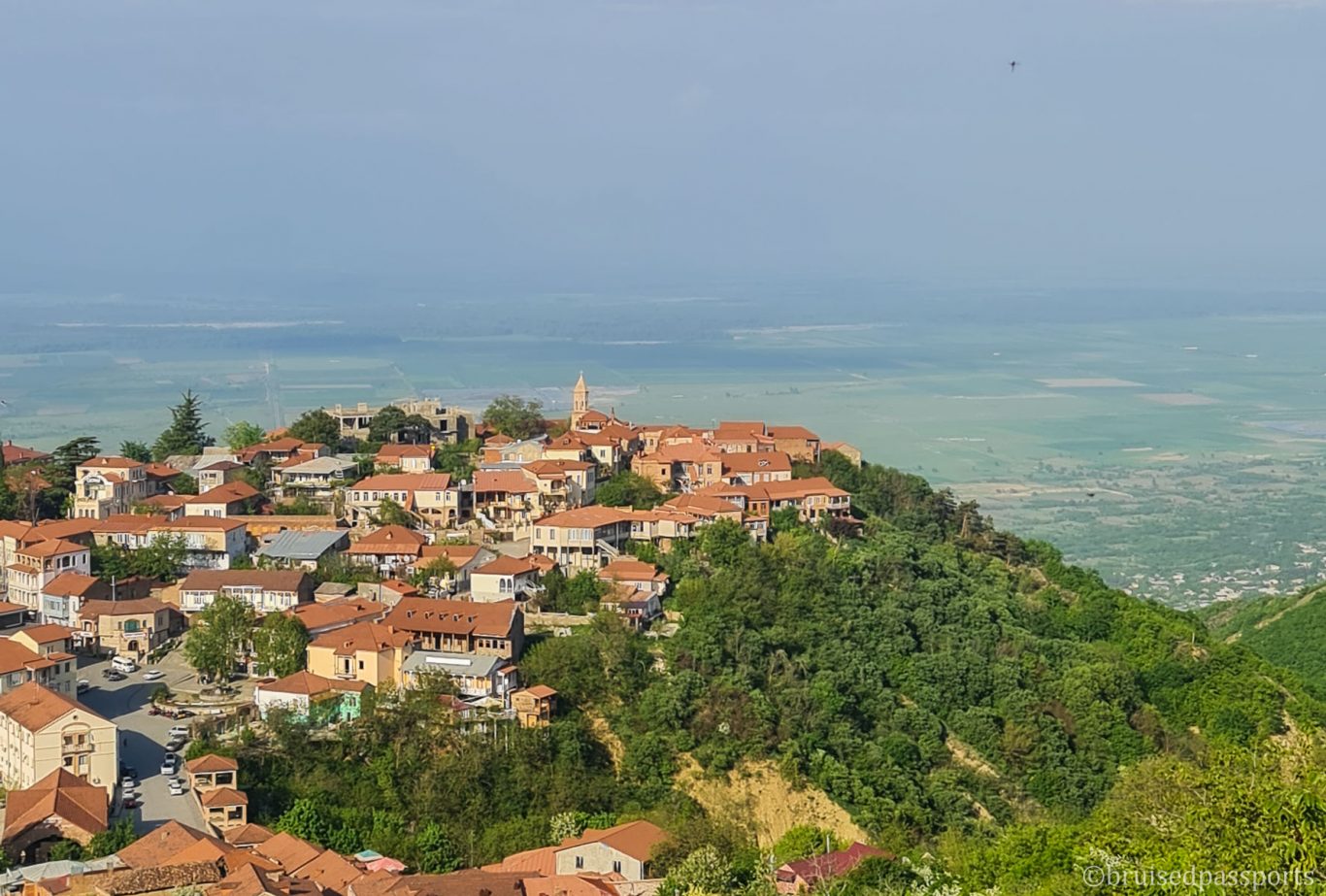 View of Signagi from terrace restaurant