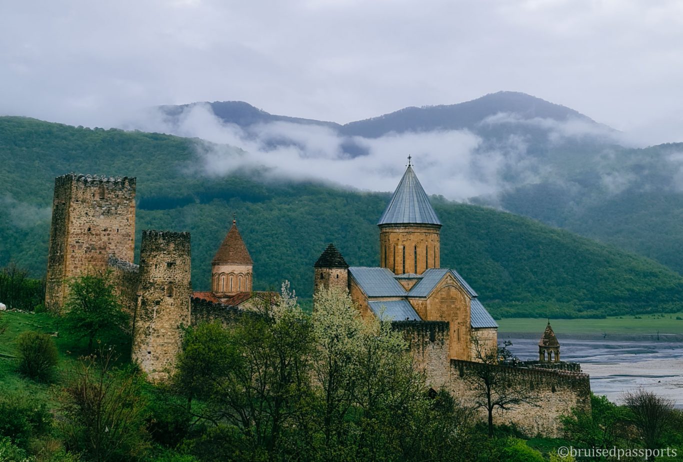 Fortified Ananuri Castle on way from Tbilisi to Kazbegi