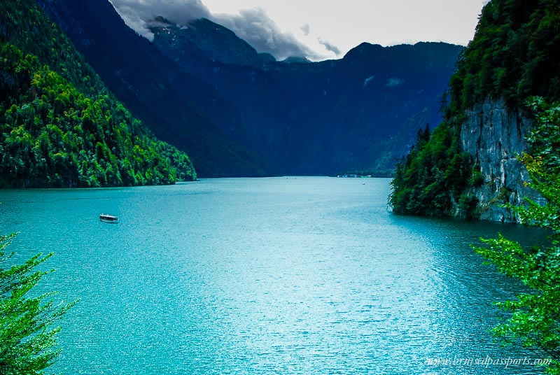 Emerald lake on a road trip through Bavaria in South Germany