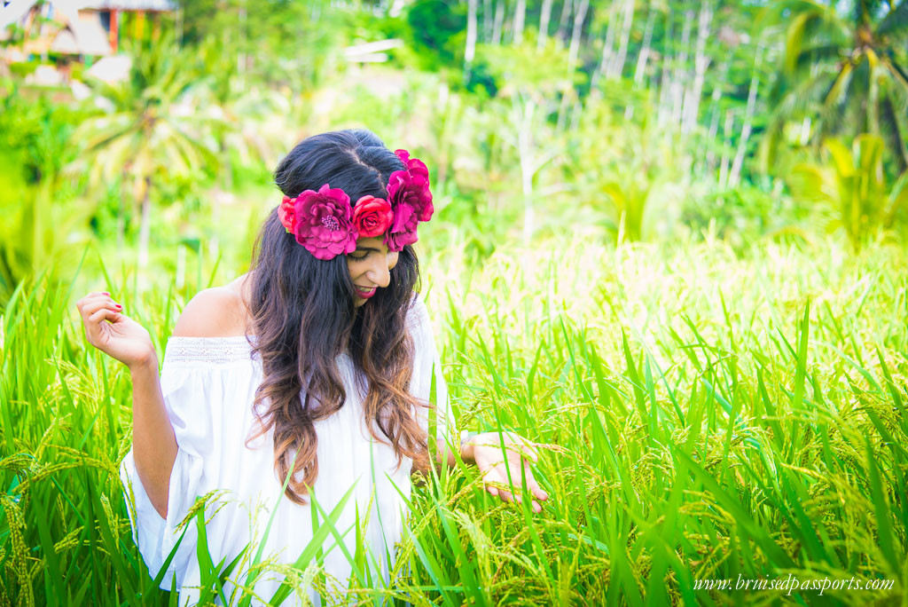 Girl in rice terrace ubud bali