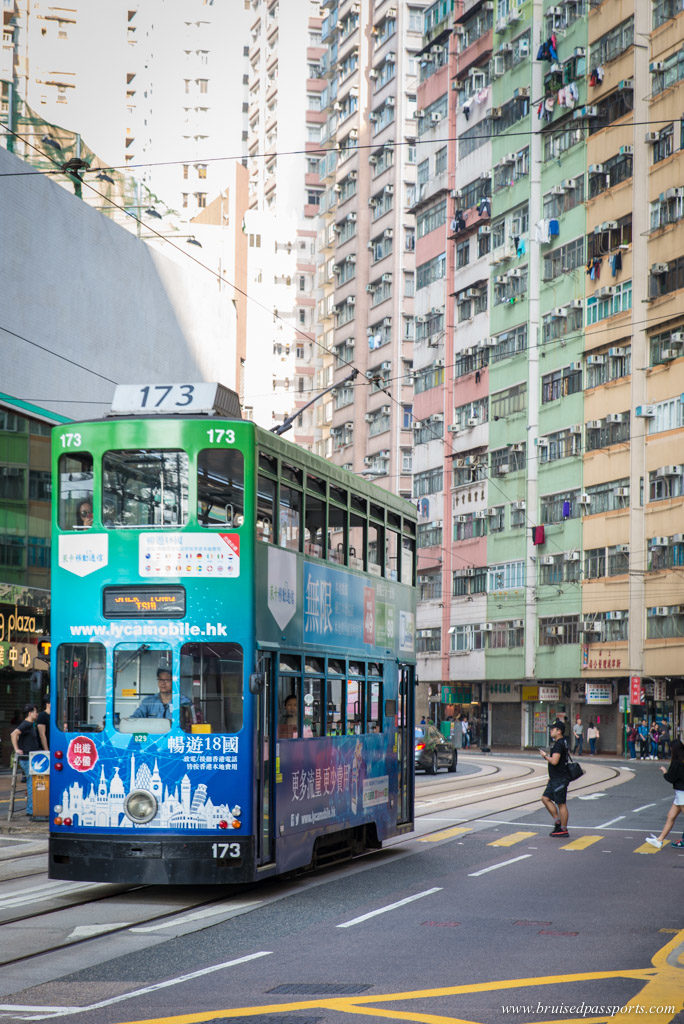 tram on the streets of Hong Kong 