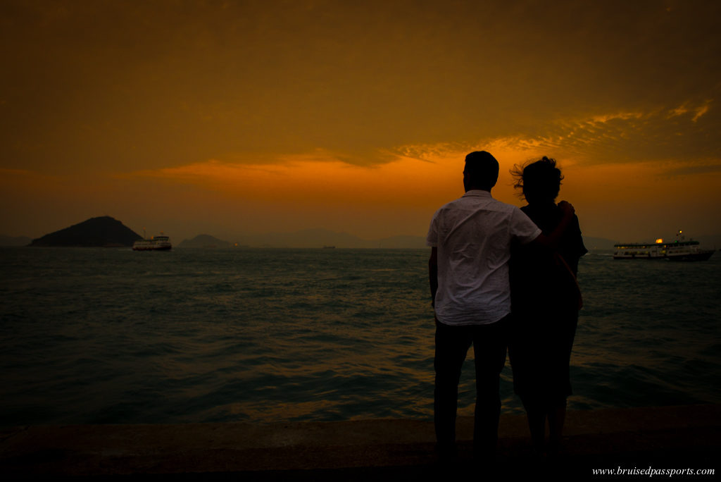 Sunset at Instagram Pier in Hong Kong