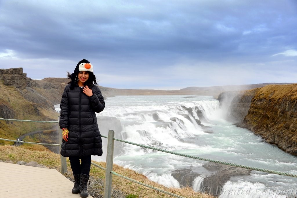 Stopping at Gulfoss waterfall when driving around Iceland