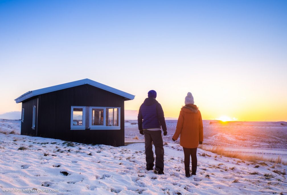 Iceland winter sunrise couple