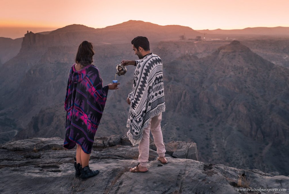 Couple in Oman jebel akhdar