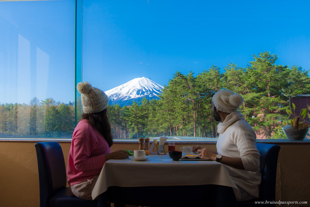 view of Mt. Fuji at breakfast from Fuji Premium Resort