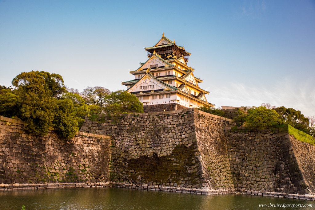 Osaka castle at sunset