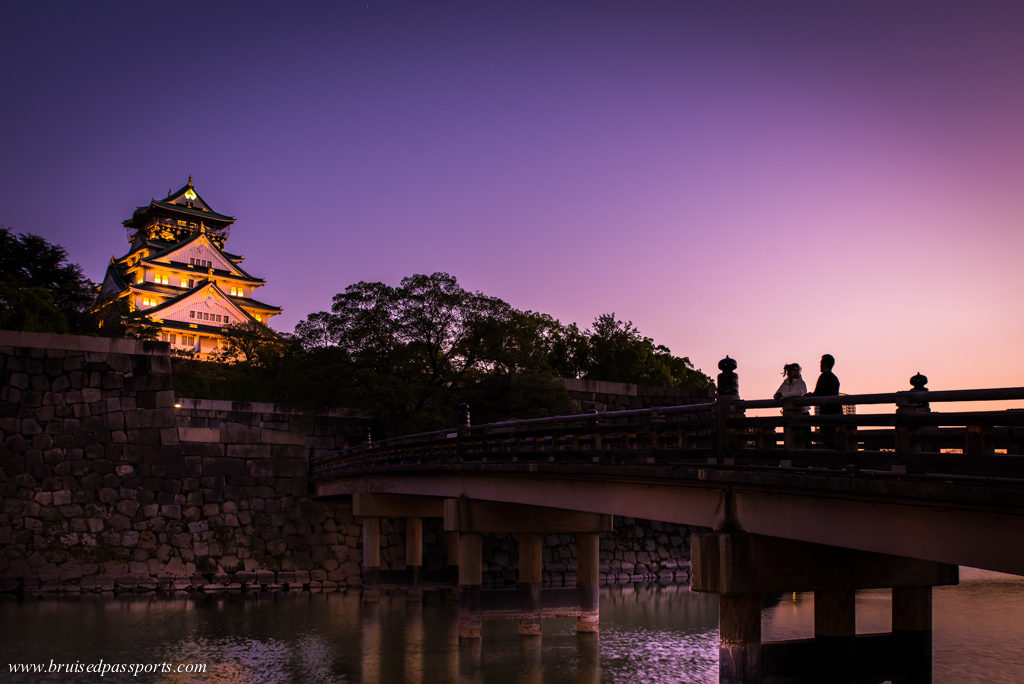 Couple enjoying Sunset at Osaka castle