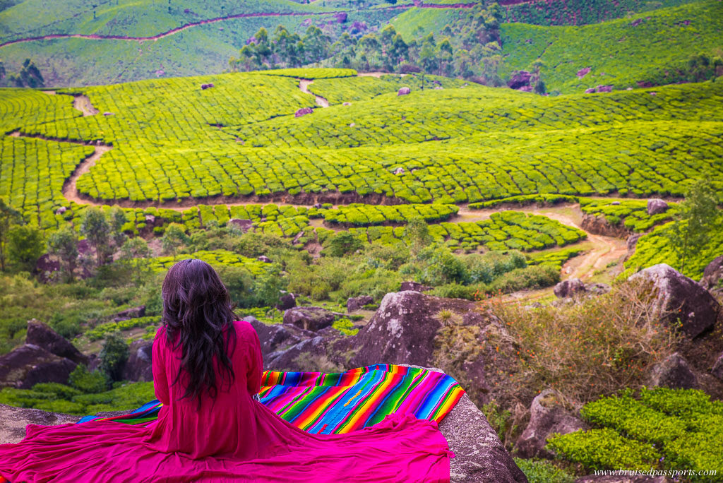 Girl in munnar tea estates kerala road trip