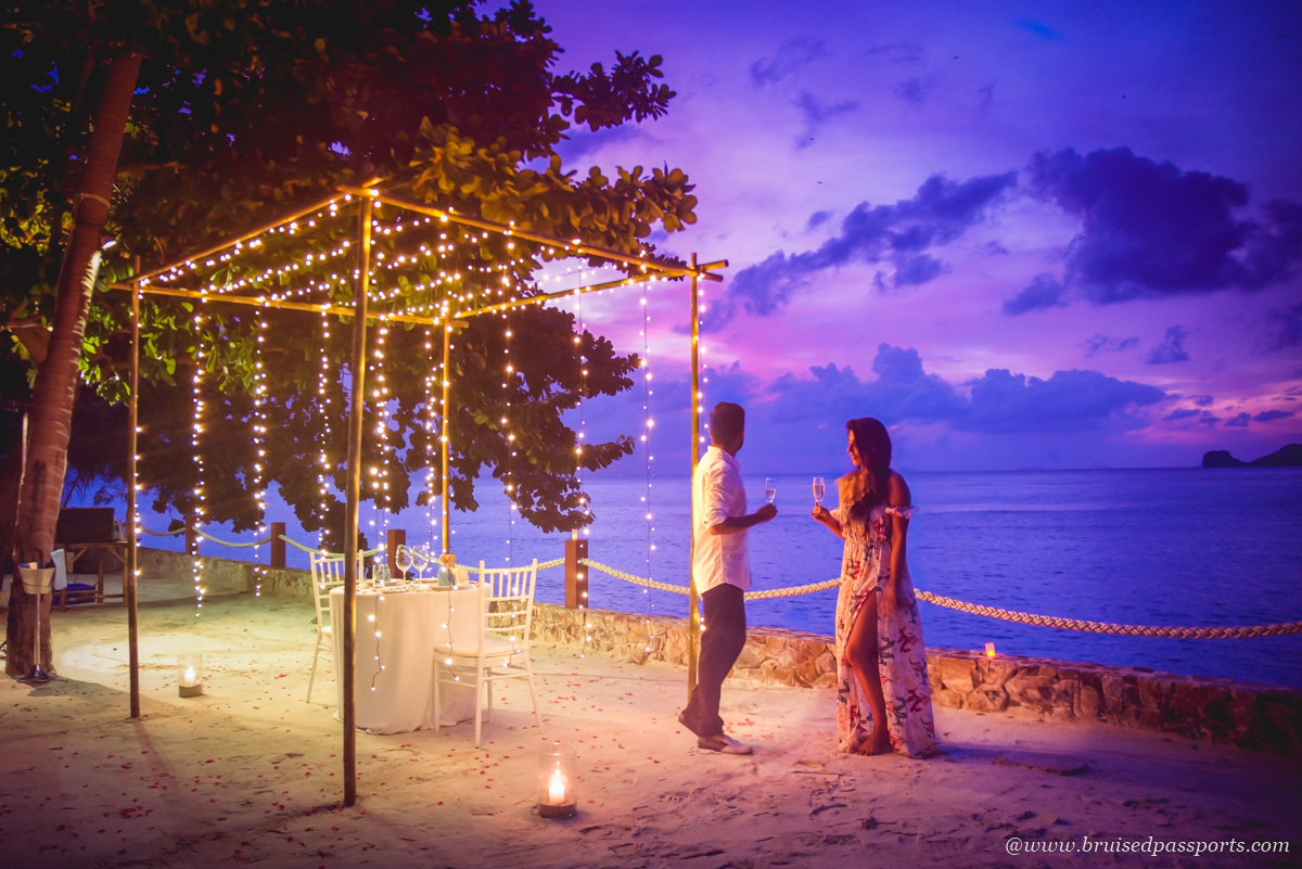 dinner by the beach at Conrad Koh Samui