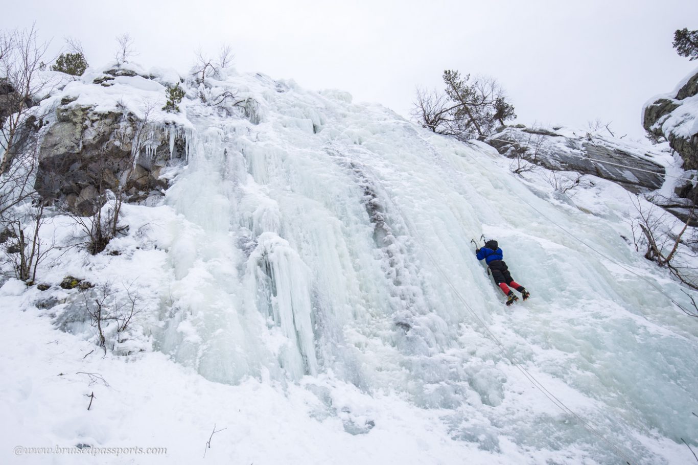 Ice wall climbing in Yllas Finland