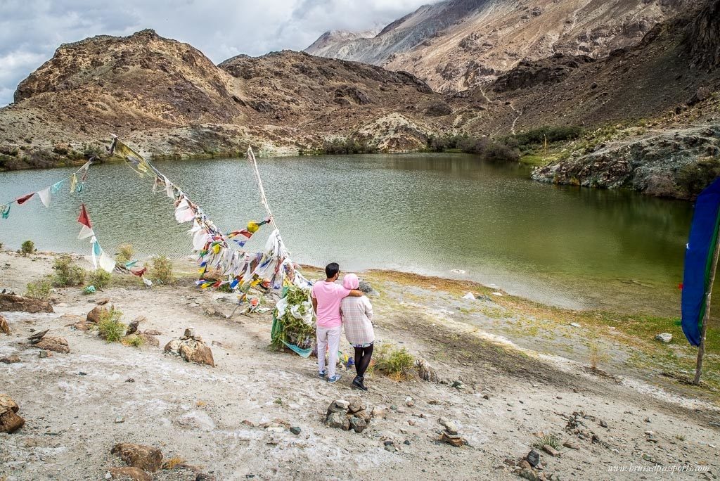 Couple at at Tso Kar, a hidden lake in Nubra Valley, Ladakh