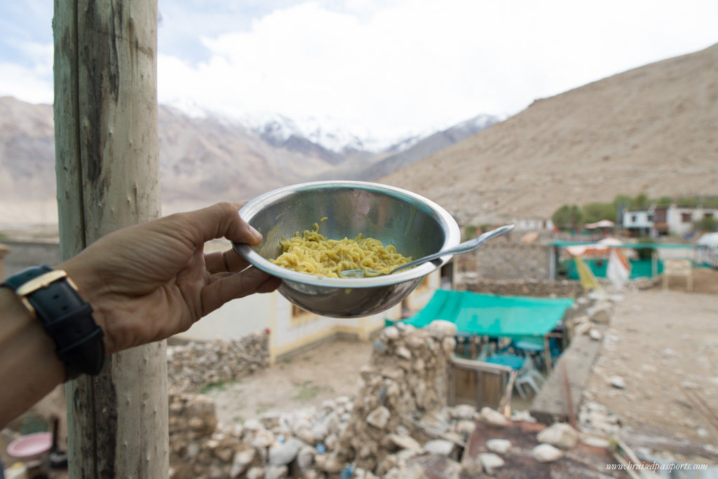 Eating Maggi Noodles in Ladakh