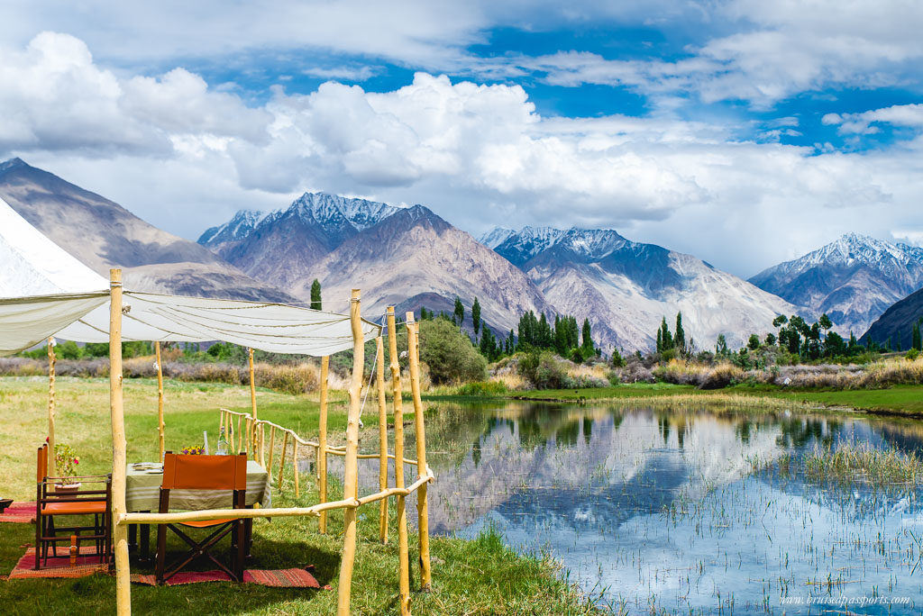 Luxury scenic camping lunch in Ladakh at Chamba Camp Diksit