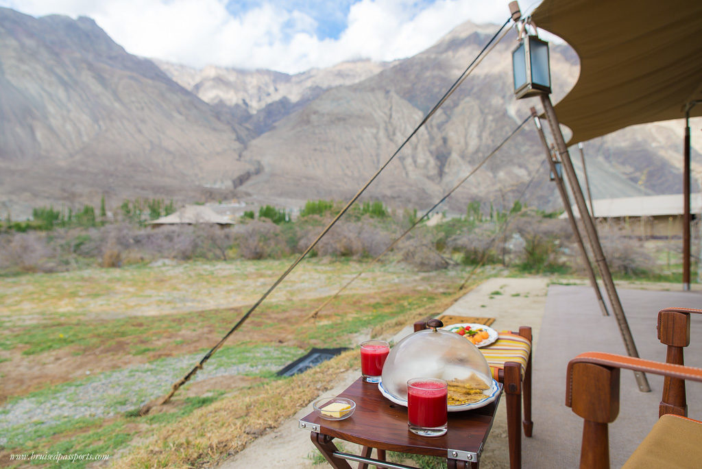 breakfast in the tent at The ultimate travelling camp