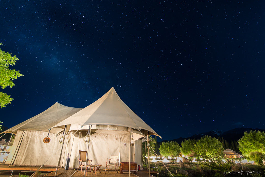 Night sky at Chamba Camp Thiksey - thousands of stars and The Milky Way