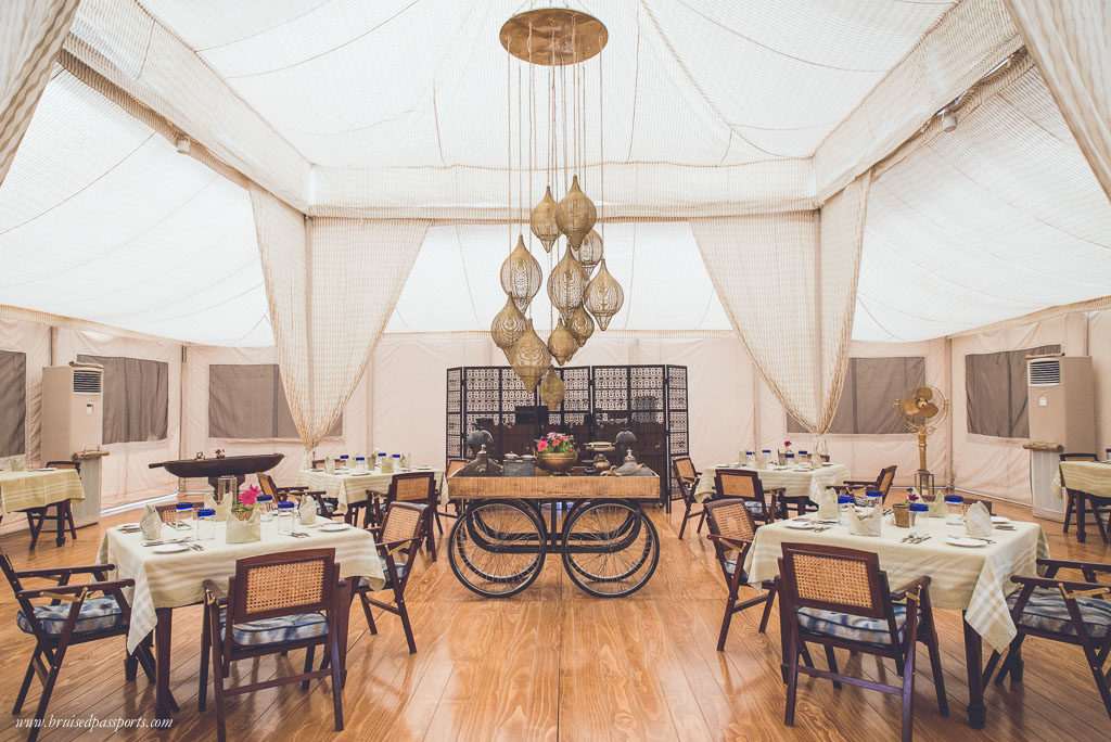 The gorgeous dining room at Chamba Camp, Thiksey