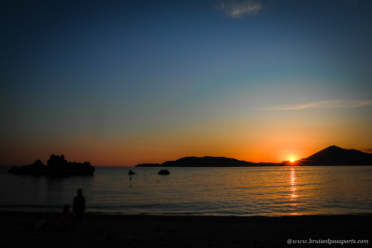 Sunset at Przno beach in Montenegro