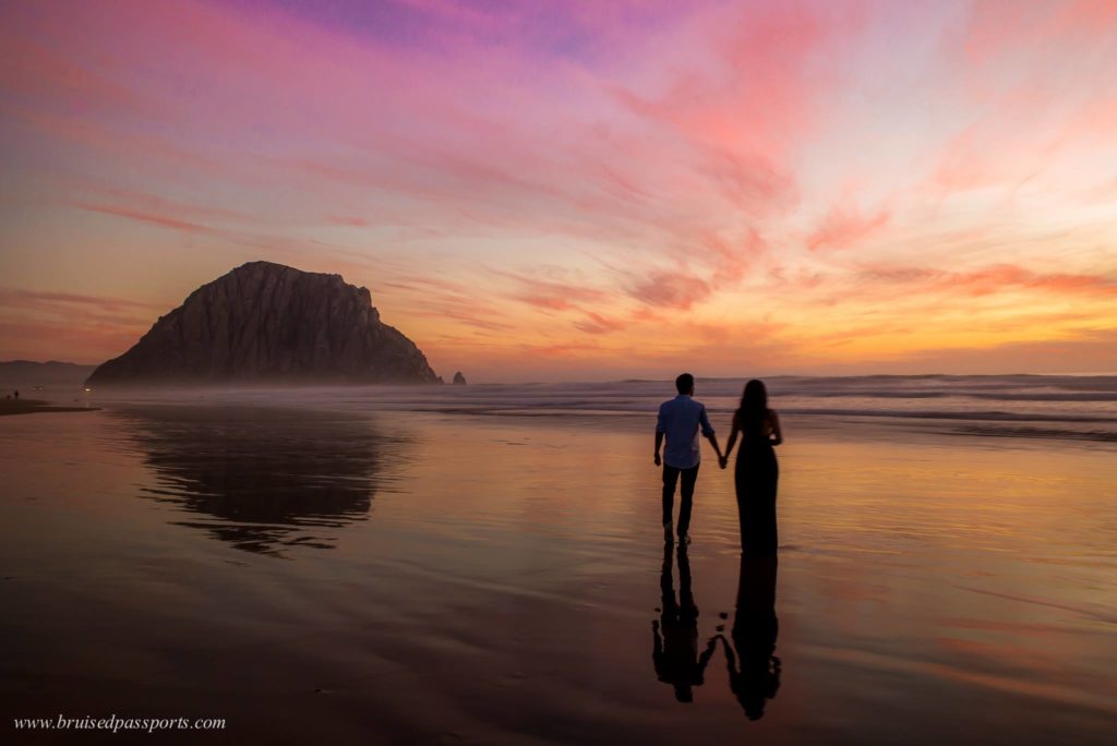 couple at sunset morro bay california