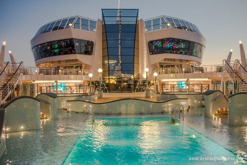 MSC Preziosa - the pool area at night