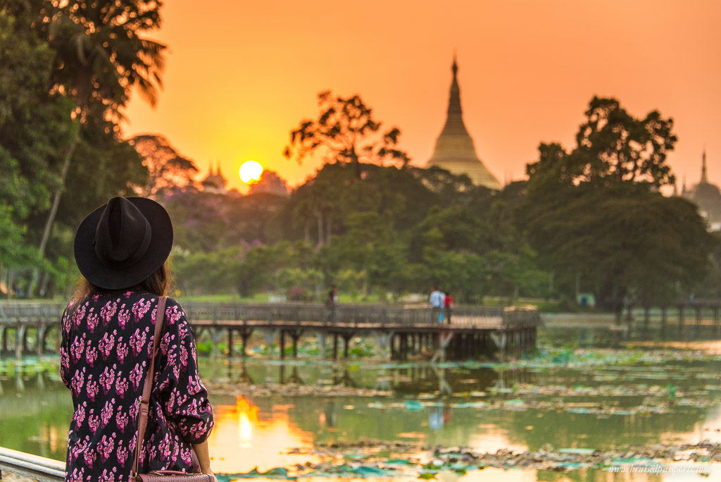 Sunset at Kanowji Lake in Yangon, Myanmar 