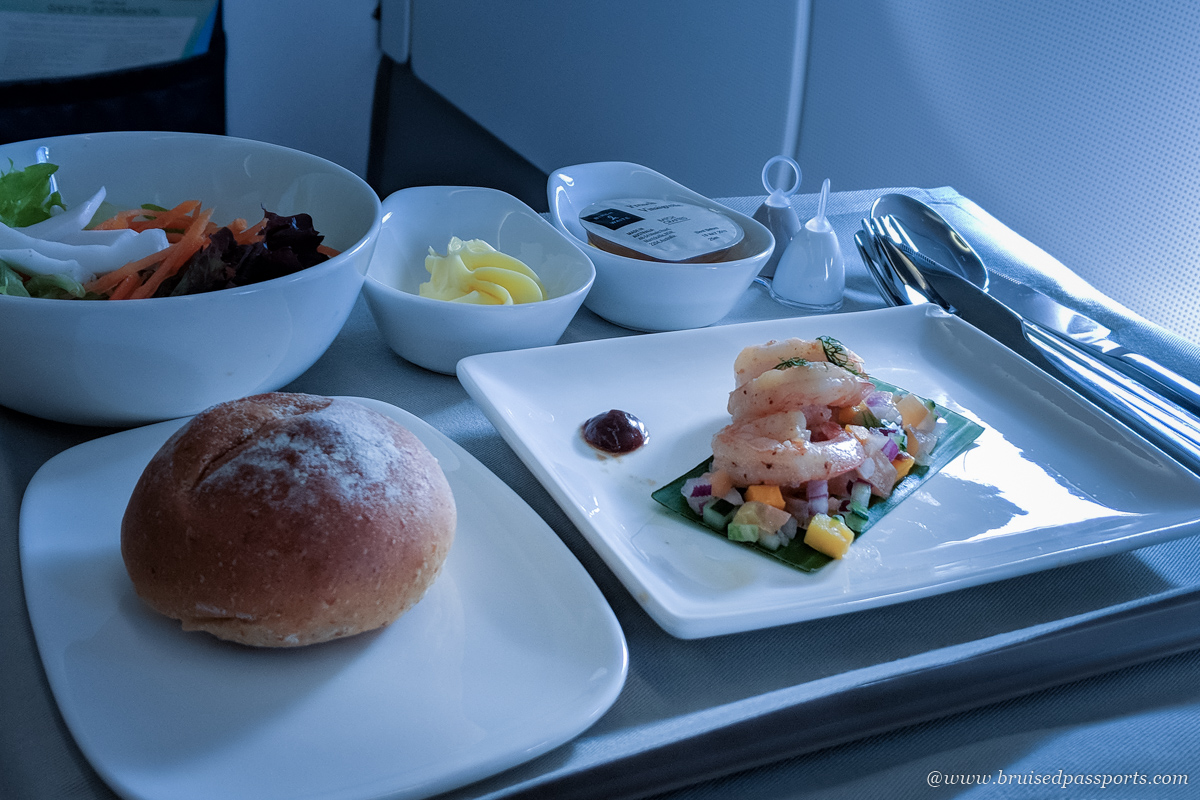 Appetisers on board Fiji Airways' Singapore-Nadi flight