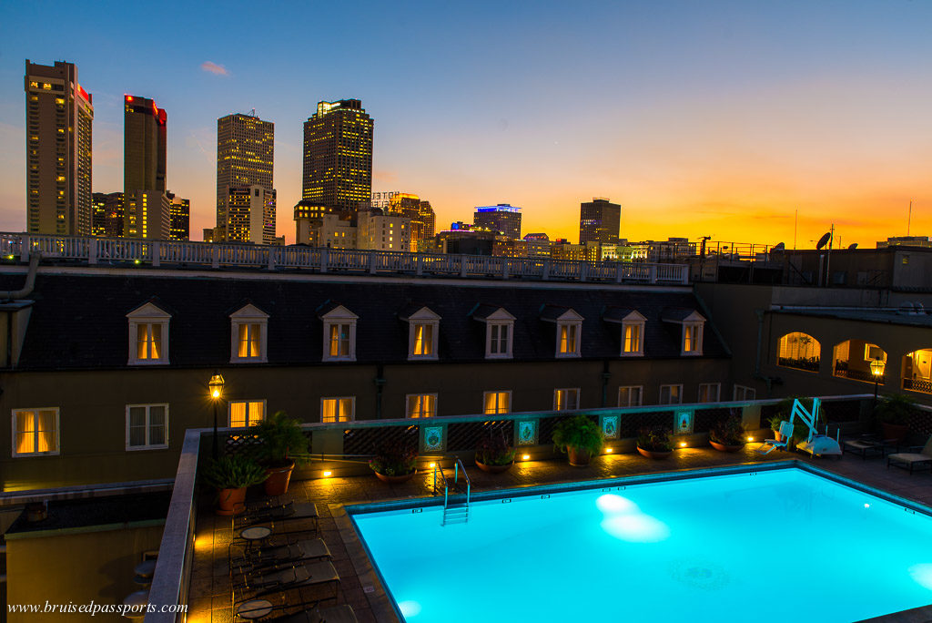 Omni Royal Orleans rooftop pool sunset