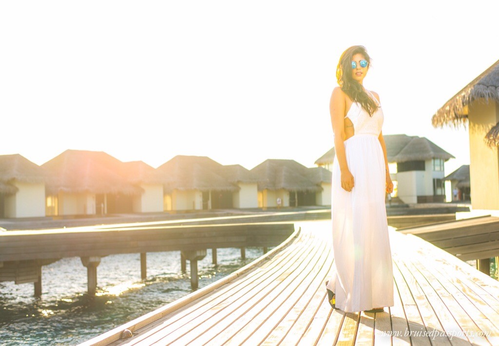 White maxi dress Travel fashion in Maldives